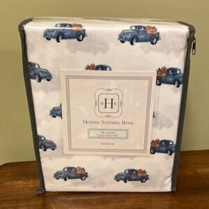 Modern Southern Home Fall Truck with Pumpkins Queen Sheet Set
